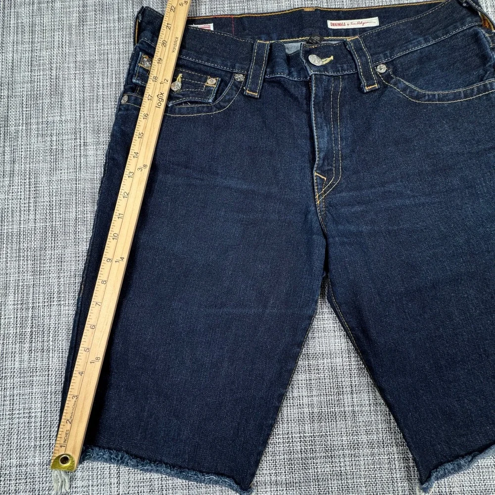 True Religion Men's 34 Ricky Cut Off Denim Shorts Horseshoe Flap Pocket Made USA